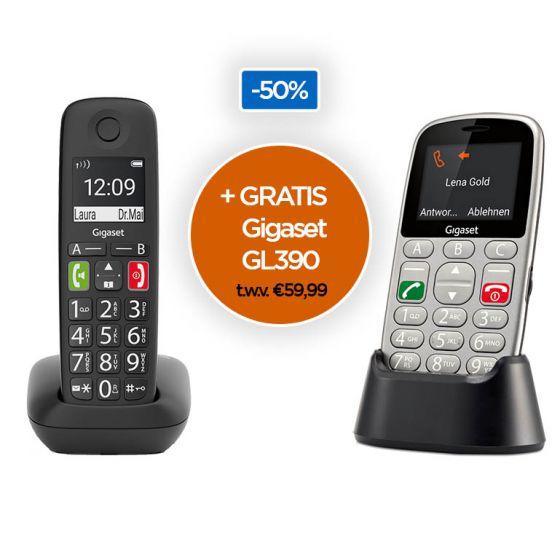 aanvaarden embargo zeker Gigaset combi-knaller: Gigaset E290 Senioren Dect telefoon met extra grote  toetsen vaste lijn nu met GRATIS Gigaset GL390 Senioren mobiele telefoon -