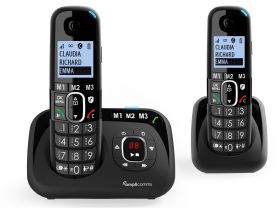 Amplicomms BigTel1582 Senioren draadloze duo huistelefoon voor de vaste lijn | Extra handset | Antwoordapparaat | Luide oproeptonen | Ongewenste bellers blokkeren | 3 directe geheugen toetsen | Handsfree | Grote toetsen | Gehoorapparaat compatibel