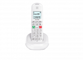 Alcatel XL685 Dect telefoon single wit set met handenvrij bellen en grote toetsen.