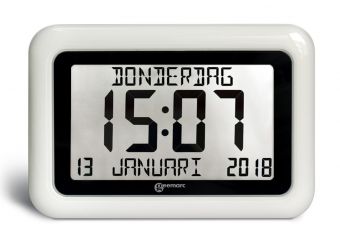 GEEMARC - VISO10 - Digitale kalender klok met dag / datum / tijdweergave - wit